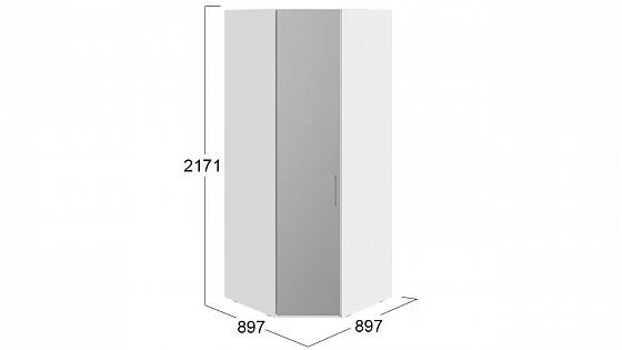 Шкаф угловой с 1 зеркальной дверью "Скарлет" левый - размеры