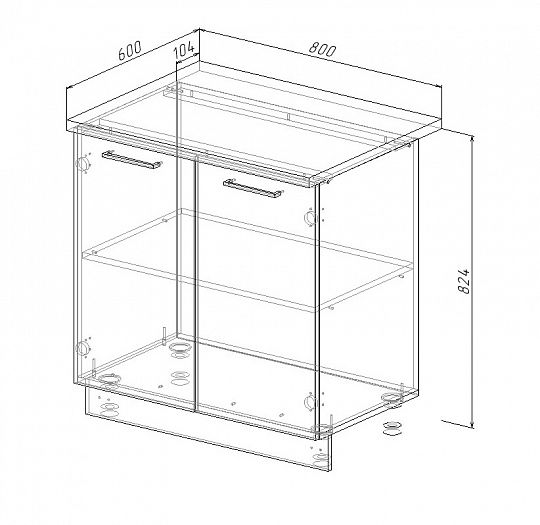 Модуль нижний "Бланка" Арт. МН 80 (без столешницы) - схема