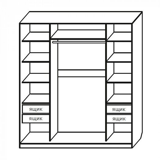 Шкаф-купе "Юлия" (2400 мм) - Стандартное внутреннее наполнение