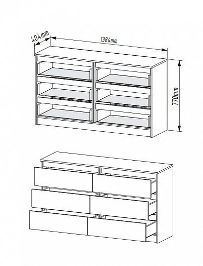 Комод "Мори" 6 ящиков арт. МК1380.6 - схема
