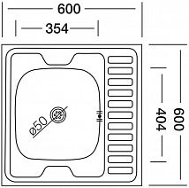 Мойка накладная 600*600 мм Арт. V-403L Левая с крепежом