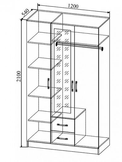 Шкаф трехдверный "Софи" СШК1200.1 - Шкаф трехдверный "Софи" СШК1200.1 с размерами