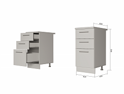 Модуль нижний 3 ящика "Лофт" Арт. МН3Я 40 (без столешницы)