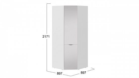 Шкаф угловой с зеркальной дверью "Глосс" - размеры