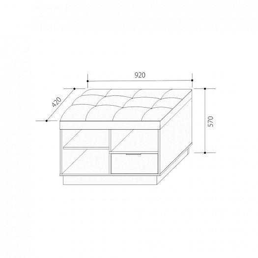 Тумба для обуви "Визит-3 LOFT" Арт. В-1 с мягким элементом - Схема