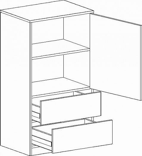 Тумба "Фрегат" с дверцей и ящиками - схема