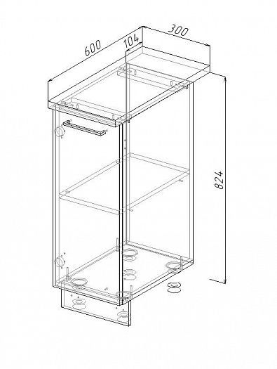 Модуль нижний "Гранж" Арт. МН 30 (без столешницы) - схема