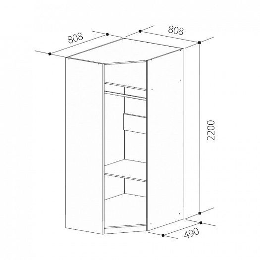 Шкаф для платья угловой "Визит-16" Арт. VIP-5 - Схема