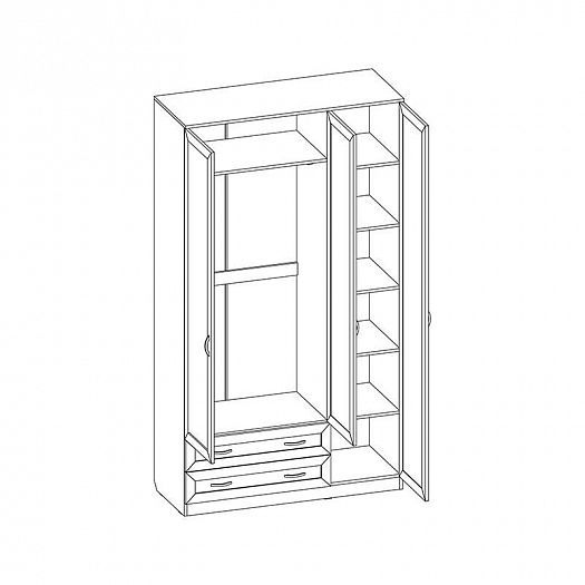 Шкаф для белья с штангой, полками и ящиками Арт. 114 - Схема