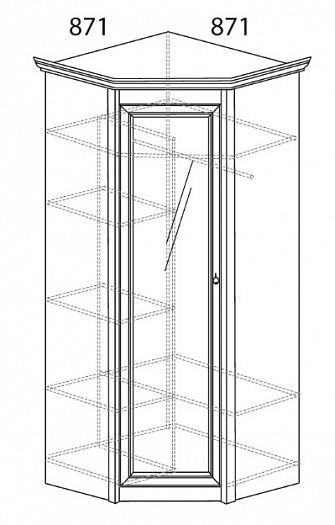 Шкаф угловой с зеркалом "Флоренция" №641 - Схема