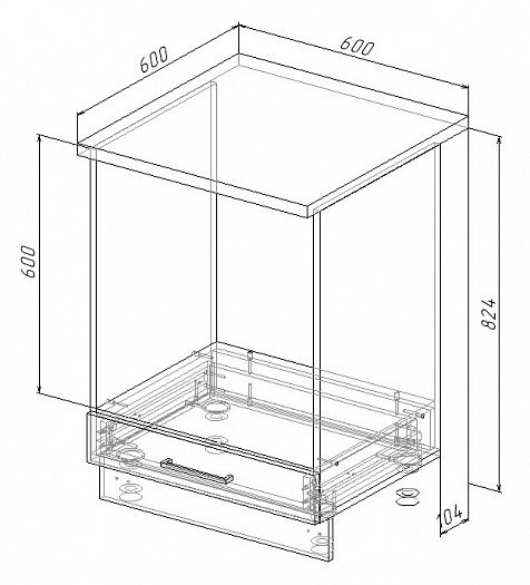 Модуль нижний Духовка "Дели" Арт. МД 60 (без столешницы) - схема