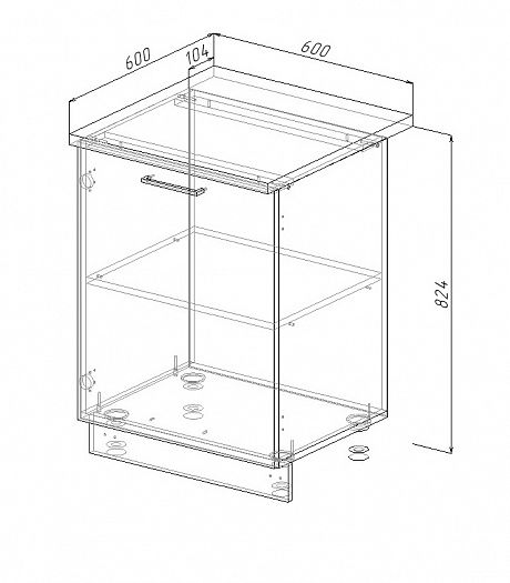 Модуль нижний "Лофт" Арт. МН 60 (без столешницы) - схема