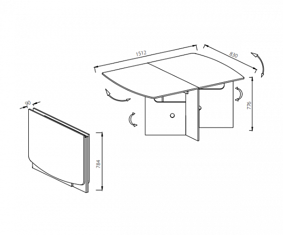 Стол-книжка раскладной "Элегант" - схема разложения стола