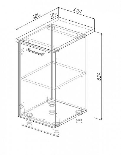 Модуль нижний "Дели" Арт. МН 40 (без столешницы) - схема
