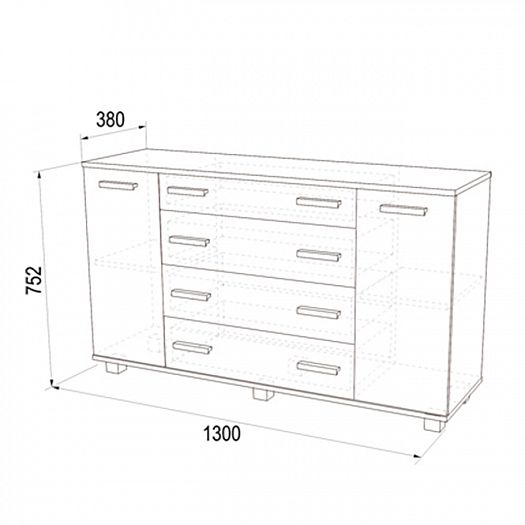 Комод №4 (1300 мм) - Комод №4 (1300 мм) - размеры