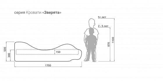 Детская кровать-зверенок "Барс-Снежок"