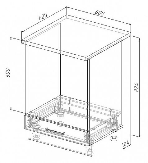 Модуль нижний Духовка "Лофт" Арт. МД 60 (без столешницы) - схема