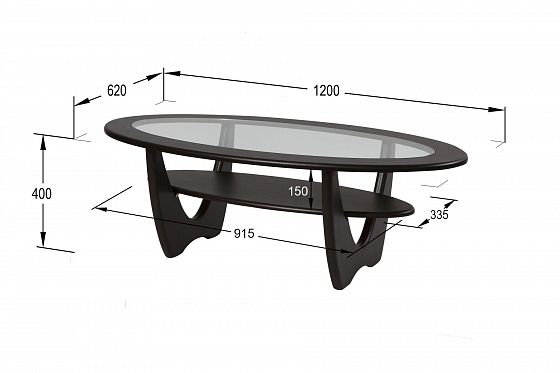 Стол журнальный "Юпитер" со стеклом - Стол журнальный "Юпитер" со стеклом - схема