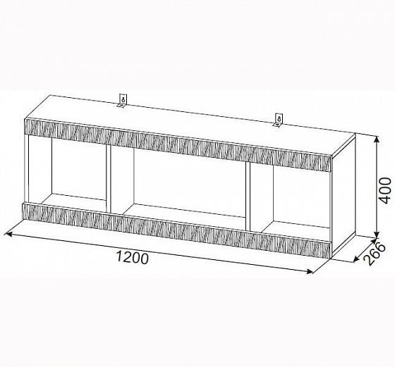 Полка навесная 1200 мм "Гамма 20" (серия №4) - - схема