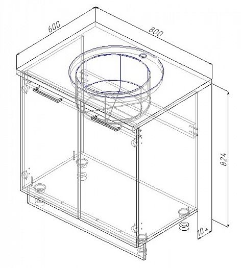 Модуль под мойку "Демо" Арт. ММ 80 (без столешницы) - схема