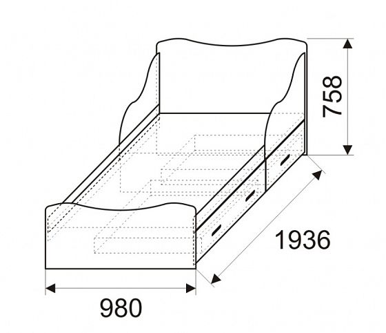 Кровать на 900 с ящиками комплектация 1 "Принцесса" №5 - Схема
