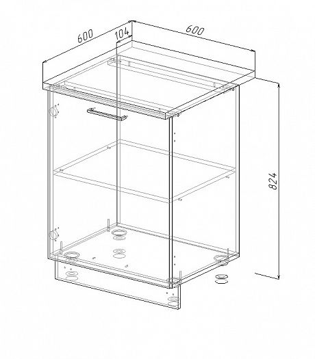 Модуль нижний "Дели" Арт. МН 60 (без столешницы) - схема