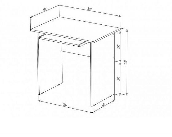 Стол письменный "Техно" - схема с размерами