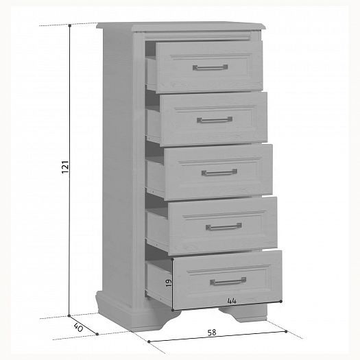 Комод "STYLIUS" (Стилиус) B169-KOM5S - размеры