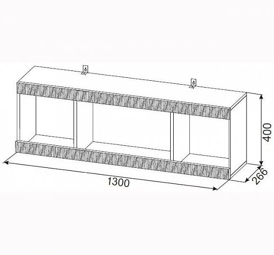 Полка навесная 1300 мм "Гамма 20" (серия №4) - - схема